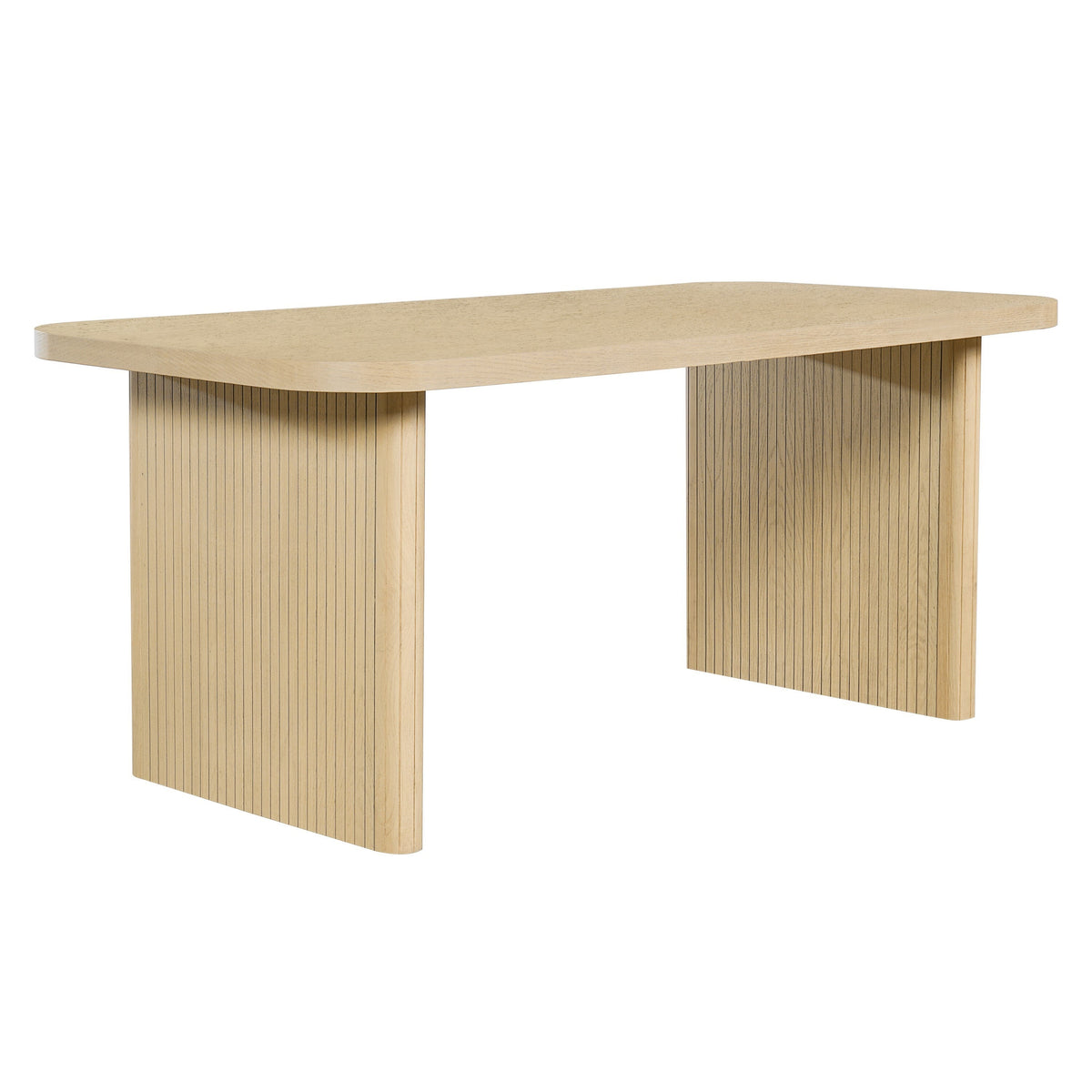 5 Piece Indoor Dining Set with Fluted Rubber Wood Table - Khaki PU Chairs