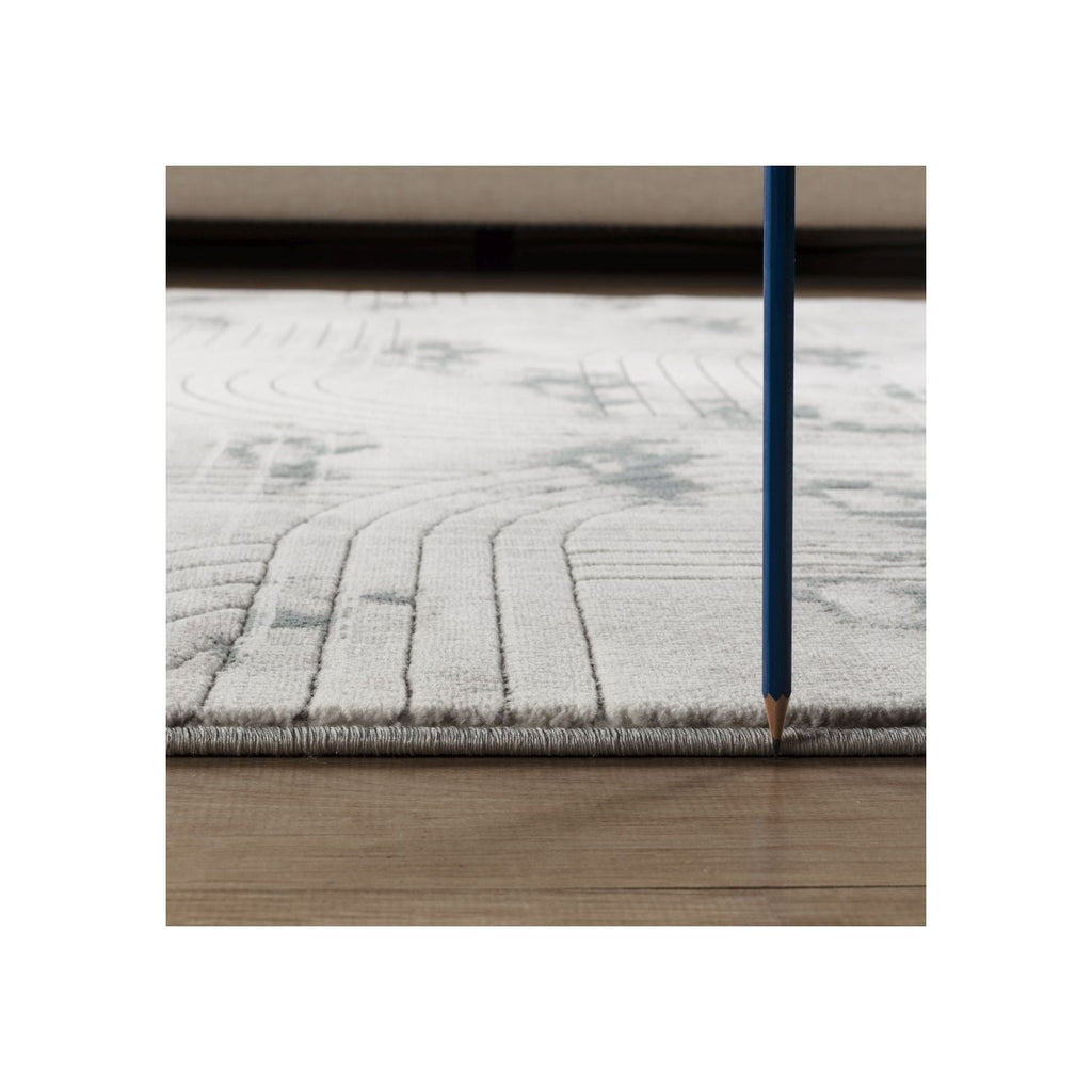 Geometric 3D Effect Area Rug with Ultra-Soft Polyester - Ivory / Gray
