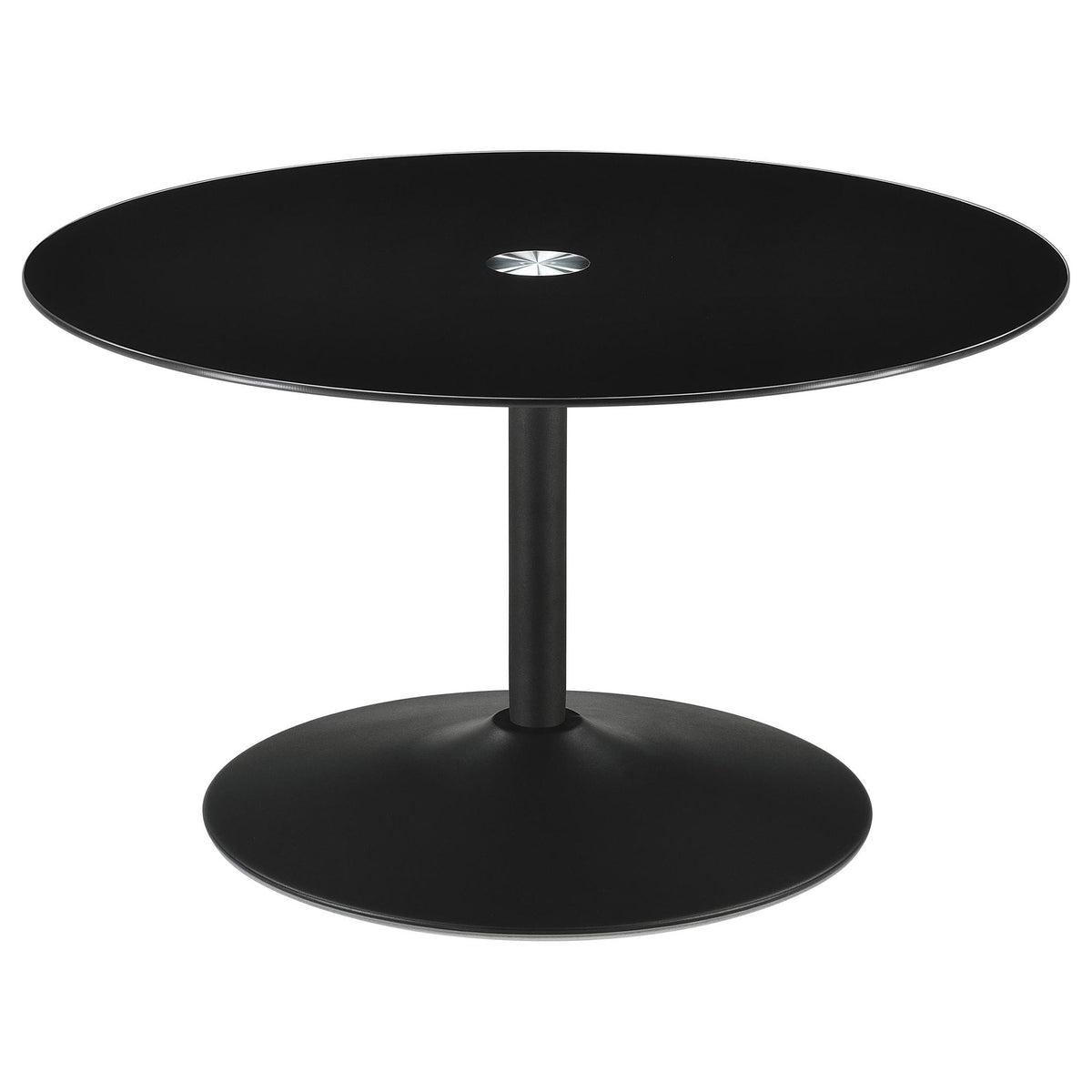 Ganso 3-piece Round Glass Top Coffee and End Table Set Black