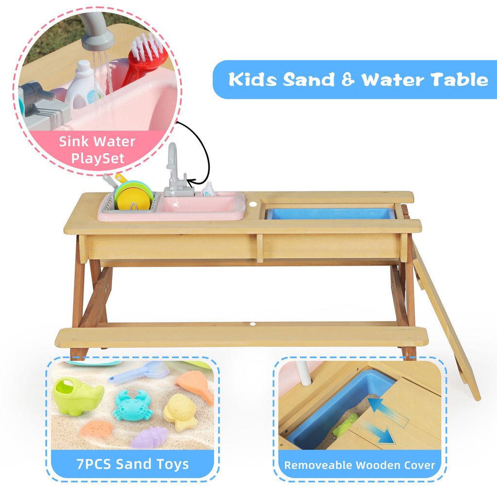Kids Picnic Table with Sand and Water Table Conversion - Cedar Outdoor Table