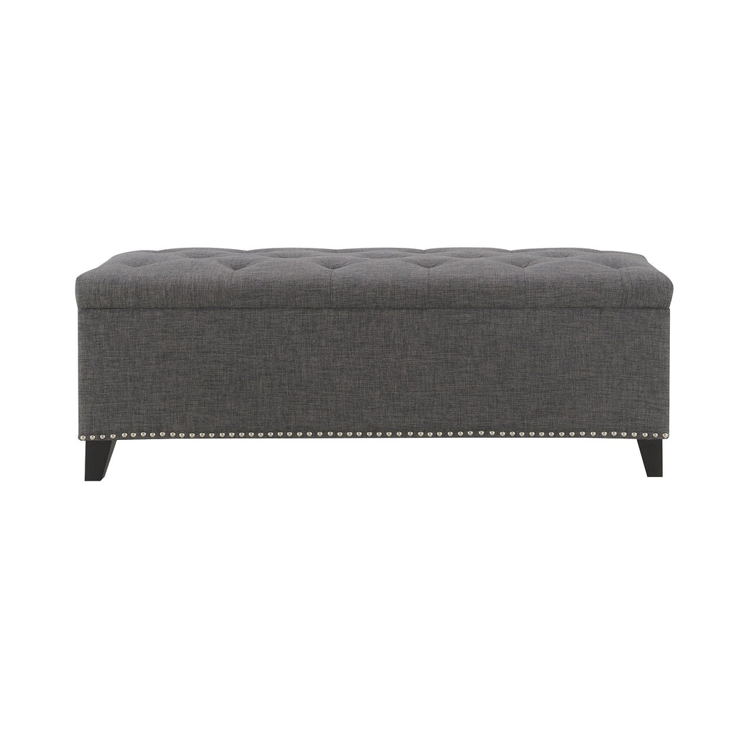 Button-Tufted Storage Ottoman with Safety Close Hinge - Light Brown or Black
