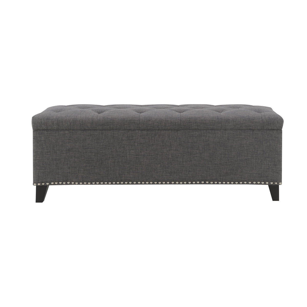 Button-Tufted Storage Ottoman with Safety Close Hinge - Light Brown or Black