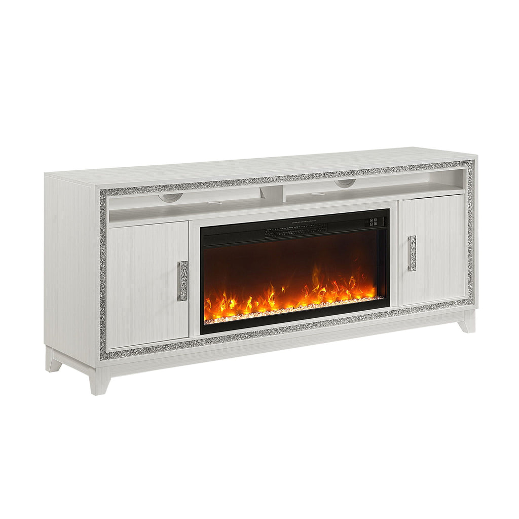 Fireplace TV Stand with Adjustable Temperature and LED Options - Dark Gray or White