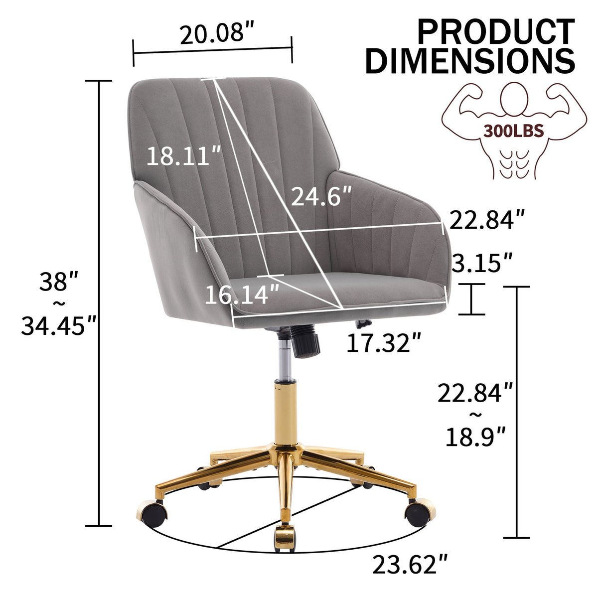 Ergonomic Swivel Office Chair with Memory Foam Seat - Multiple Colors