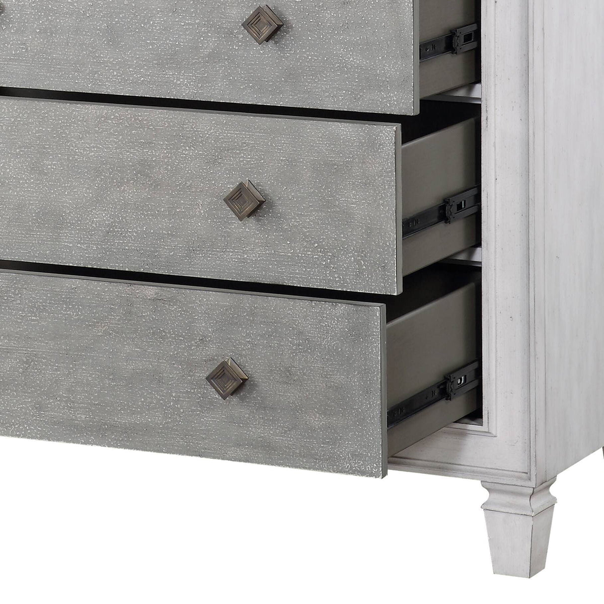 Katia Weathered Chest White Transitional Accent Chest with Smooth Drawer Operation - White