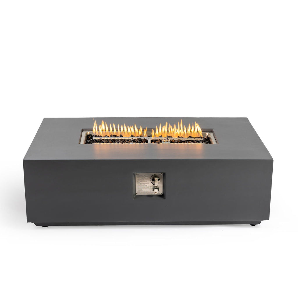 Rectangular Fire Pit Table with 50,000 BTU Heat Output - Light Gray