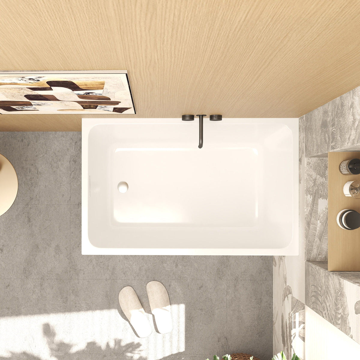 Gloss White Freestanding Bathtub with Drain – Rectangular Shape