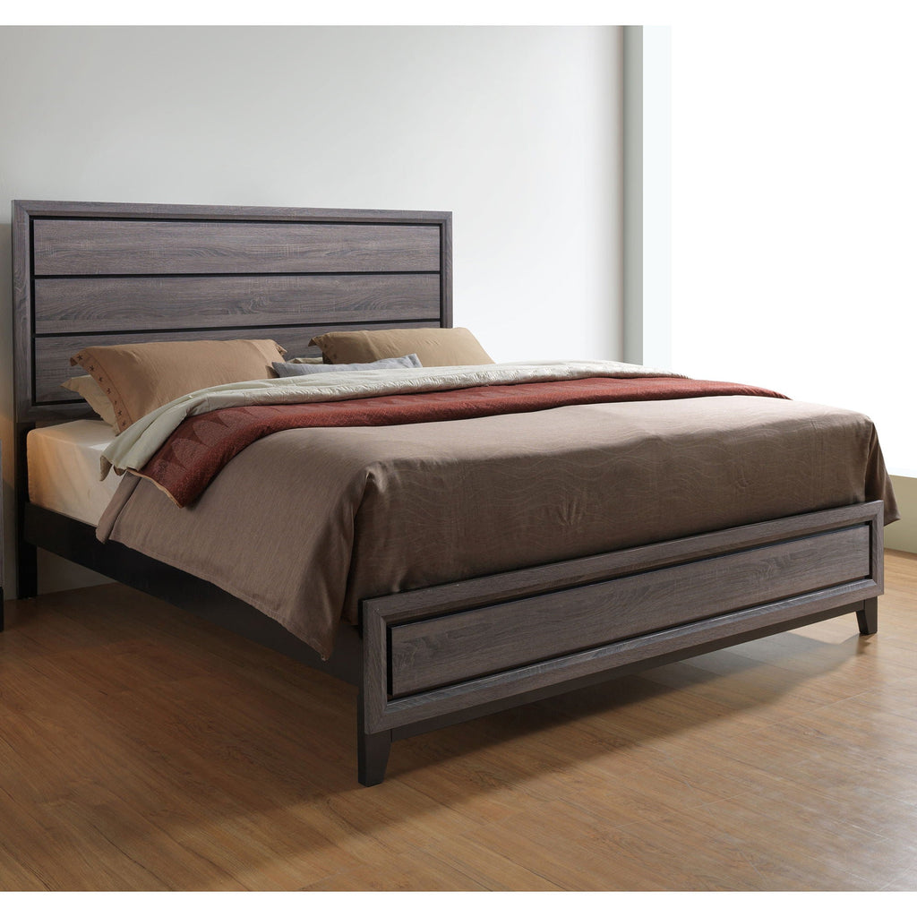 Mirage Panel Bed with Contemporary Headboard - Available in Dark Gray or White