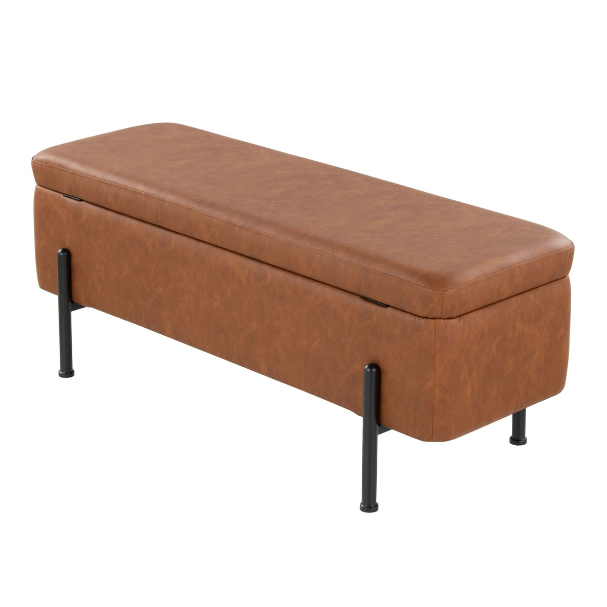 Contemporary Storage Bench with Flip-Top Storage - Black & Camel