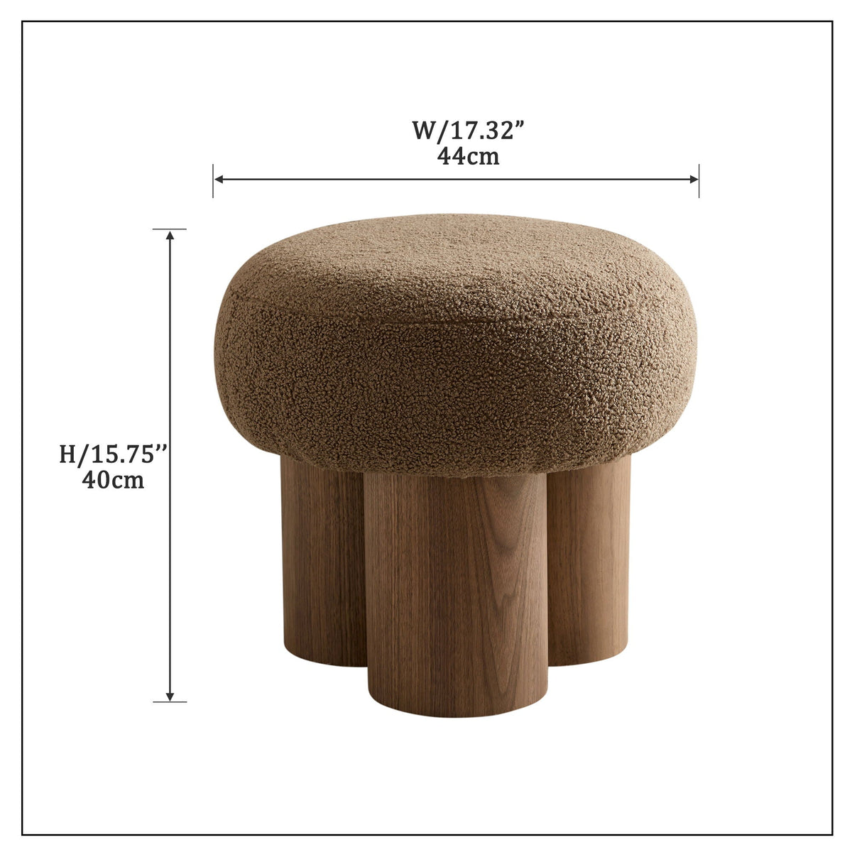 Versatile Mushroom Stool Ottoman with Cushion - Dark Brown, White, Beige