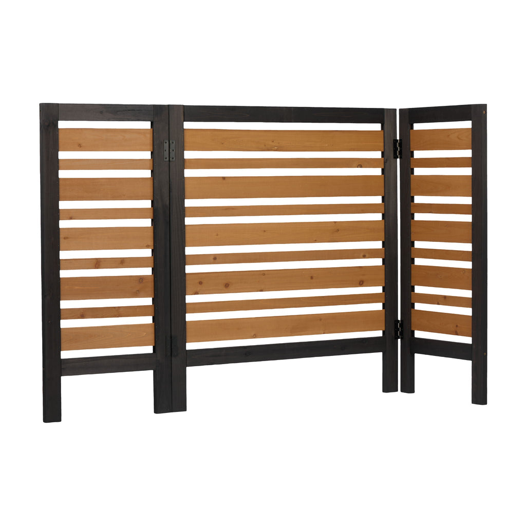 Outdoor Air Conditioner Fence Screen with Slatted Airflow - Light Brown