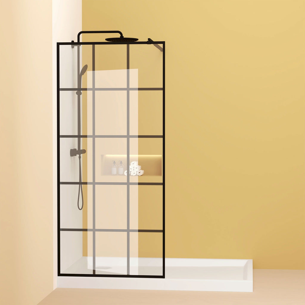 Framed Glass Shower Screen with Tempered Safety Glass - Matte Black