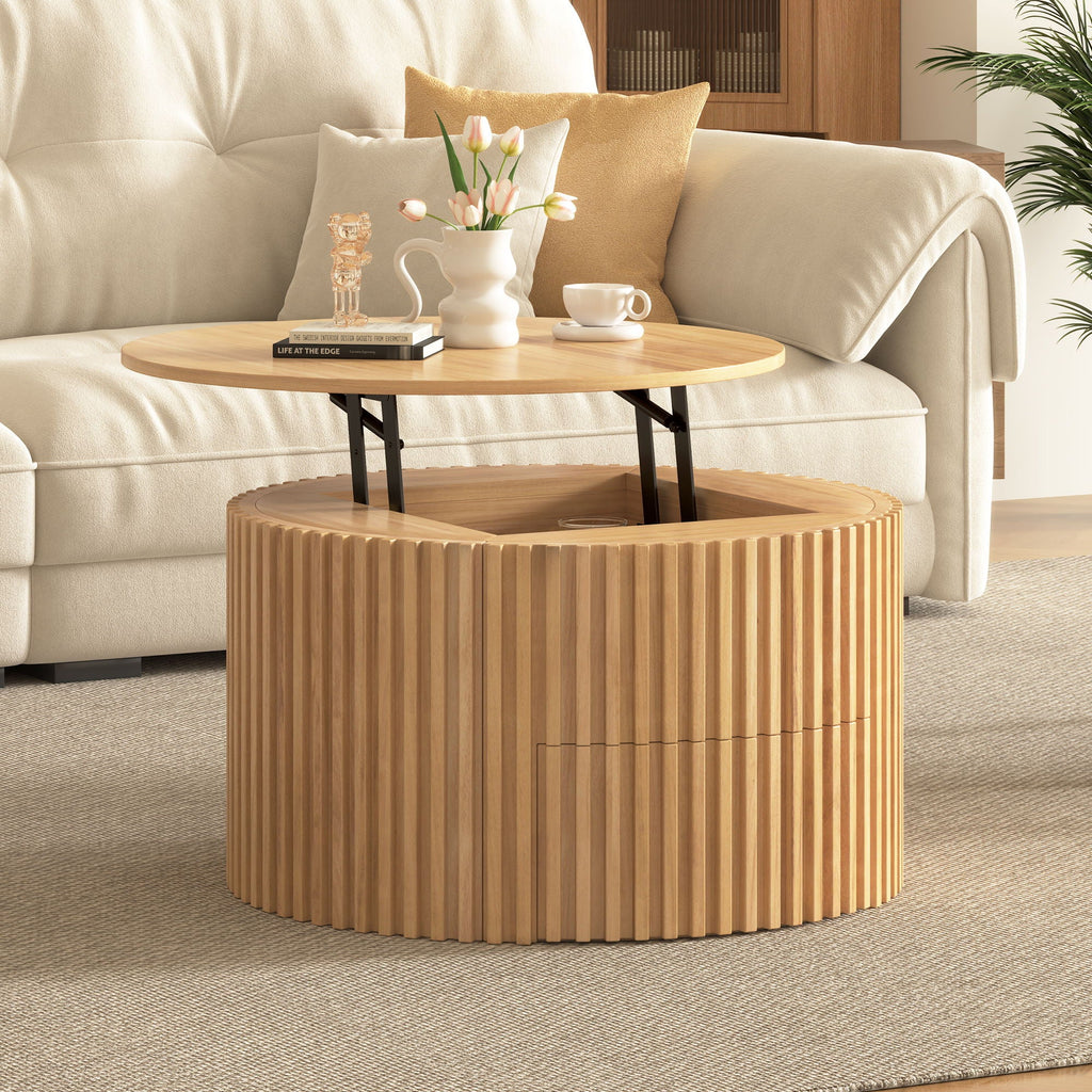 Round Lift Top Coffee Table with Hidden Storage - Multiple Colors