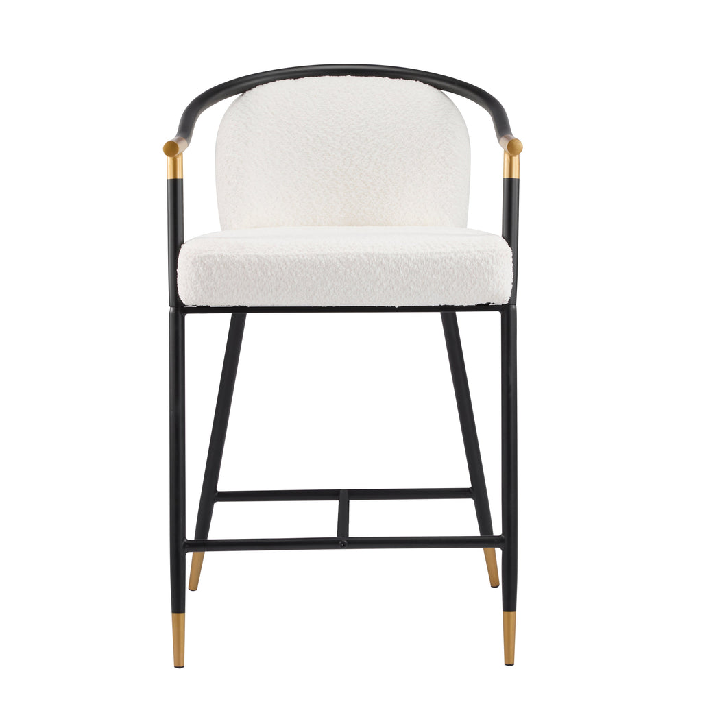 26" H Upholstered Counter Stool with Metal Frame - Set of 2 - Beige