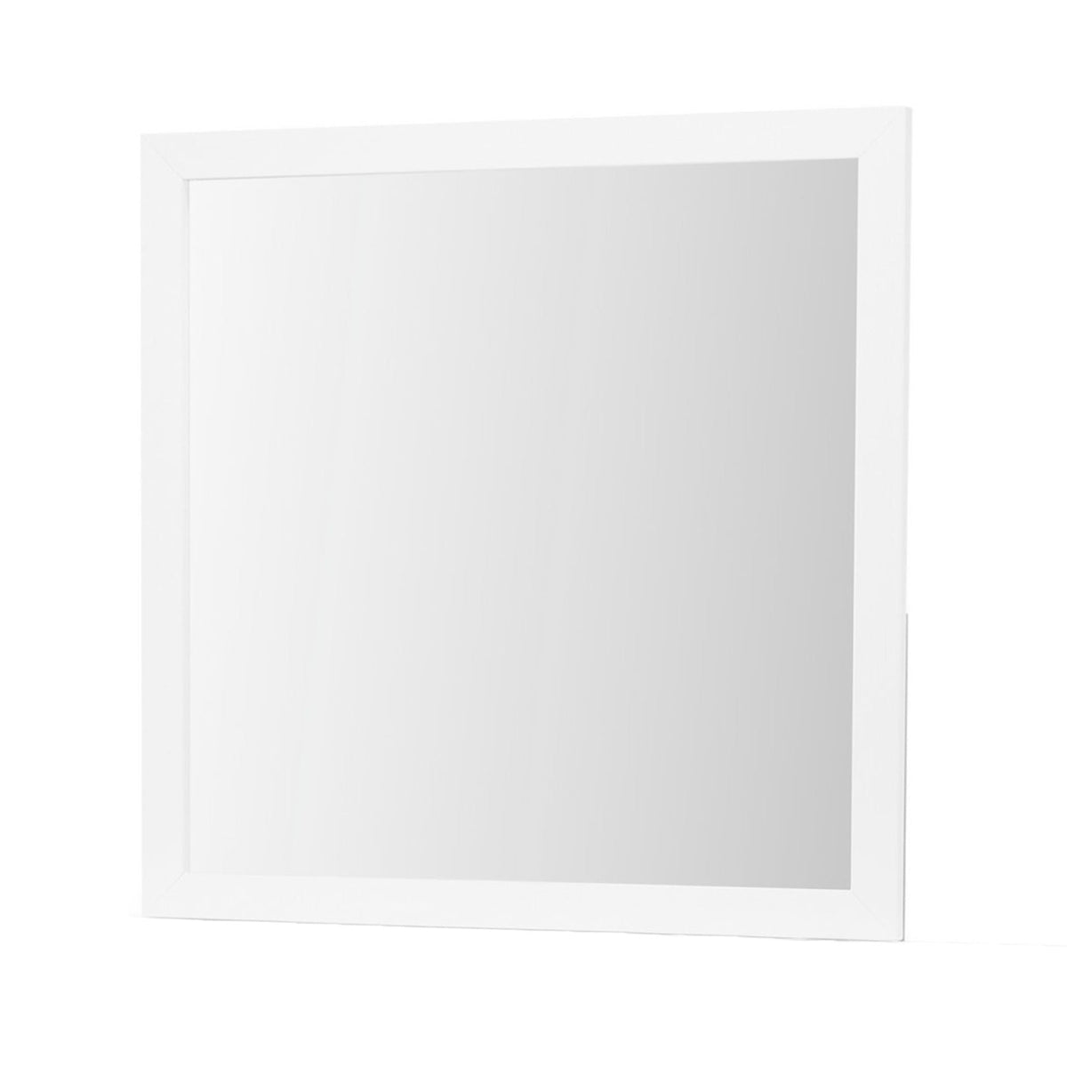 White Mirror with Sleek Design and Acrylic Hardware - 39.56" W