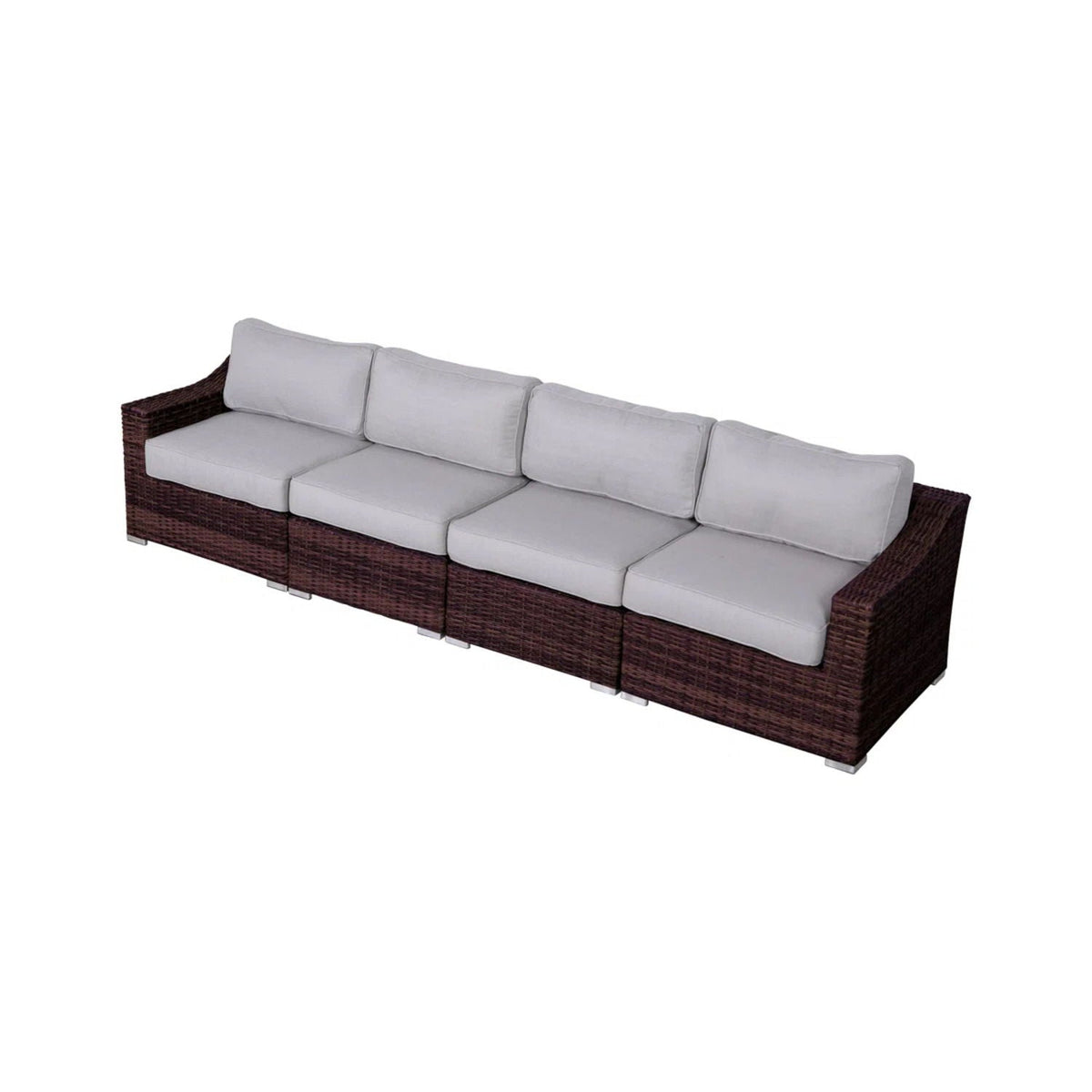 Outdoor Rattan Wicker Sectional Seating Group with Cushions – Gray or Dark Brown