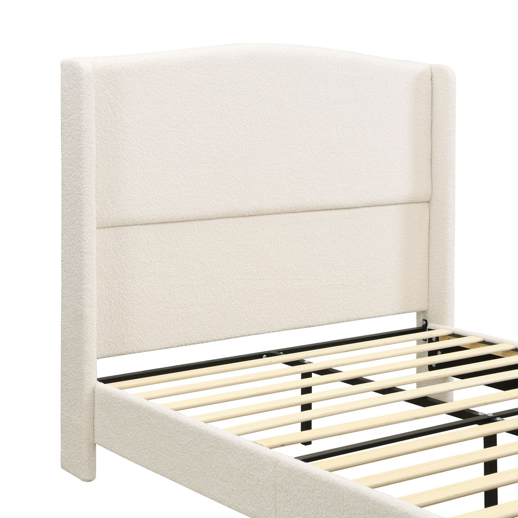 Platform Bed Frame with Tall Headboard and High Footboard - White or Gray