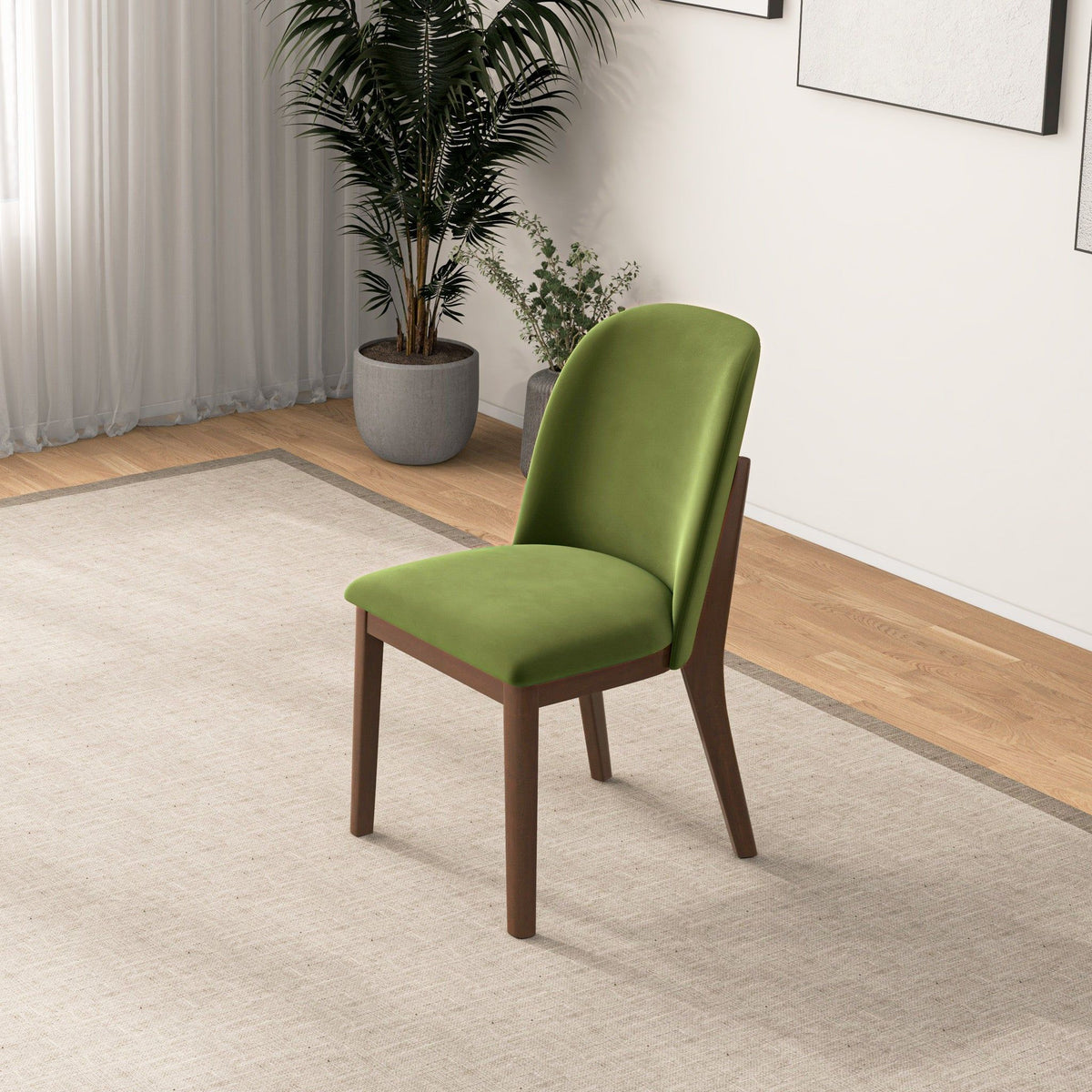 Comfort Dining Chair Set of 2 with Solid Wood Legs - Beige, Orange, Blue, Green
