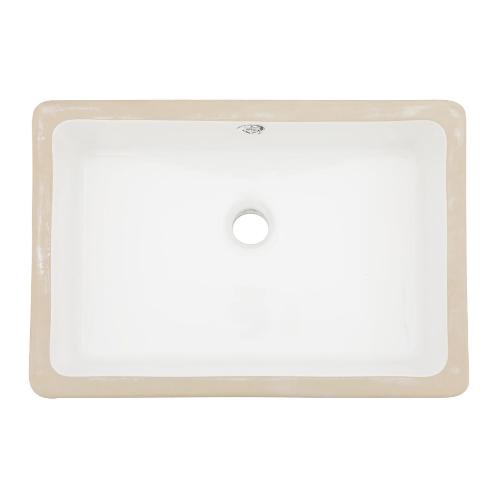 Modern Ceramic Rectangular Undermount Bathroom Sink with Overflow - White