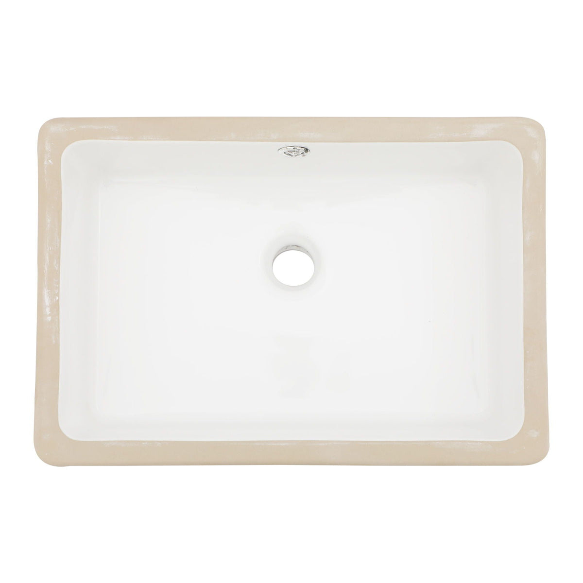 Modern Ceramic Rectangular Undermount Bathroom Sink with Overflow - White
