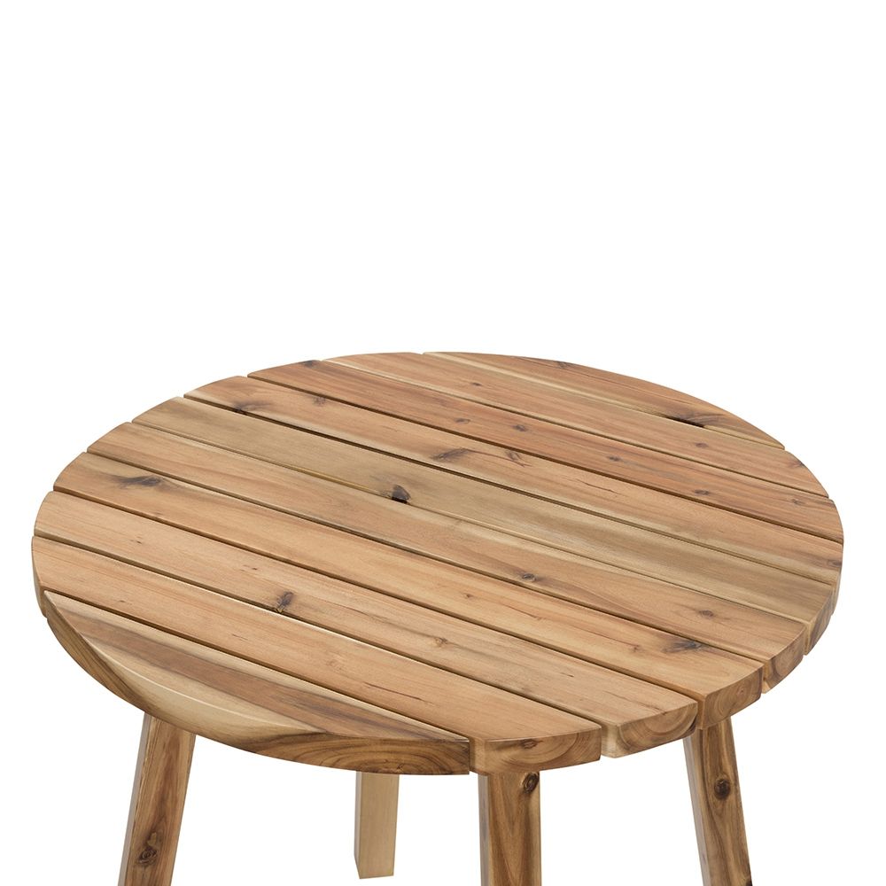 Solid Wood Round Dining Table with Durable Acacia Construction - Natural Wood / Brown