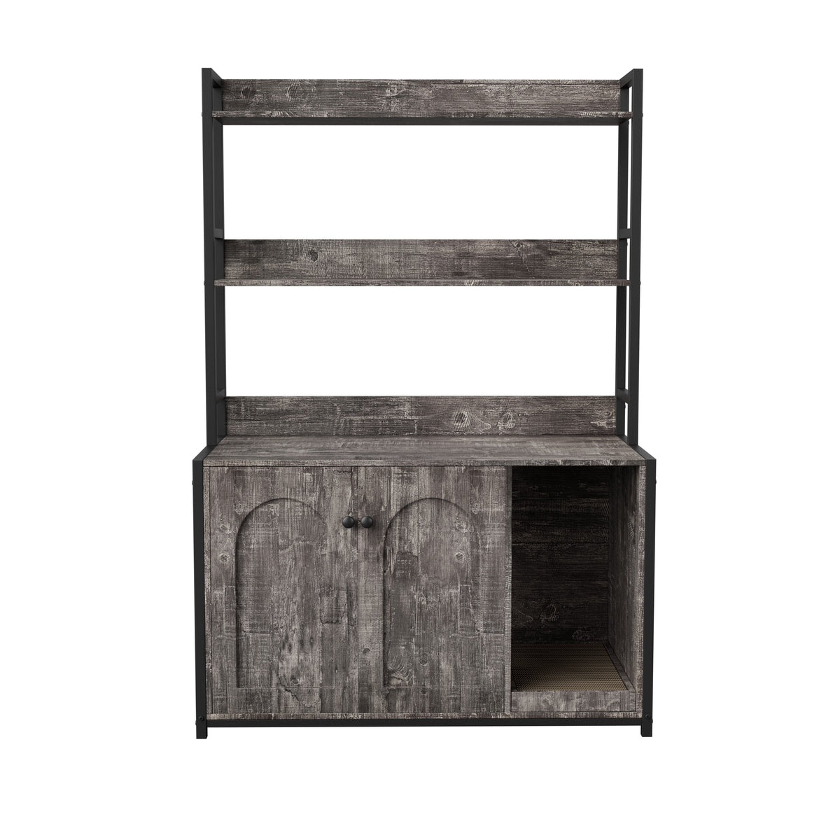 Large Cat Litter Box Enclosure with Shelf Storage - Grey