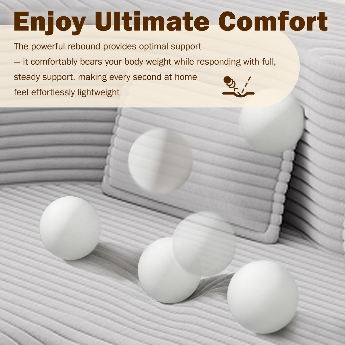 Convertible Floor Sofa with 2 Pillows - Twin Size Corduroy - White or Gray