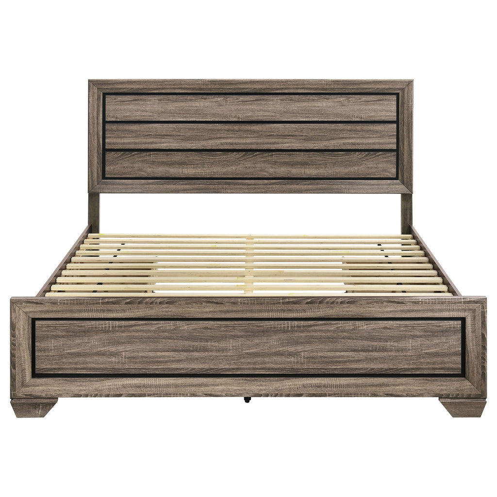Oatfield Panel Bed with Slatted Design - Dark Brown