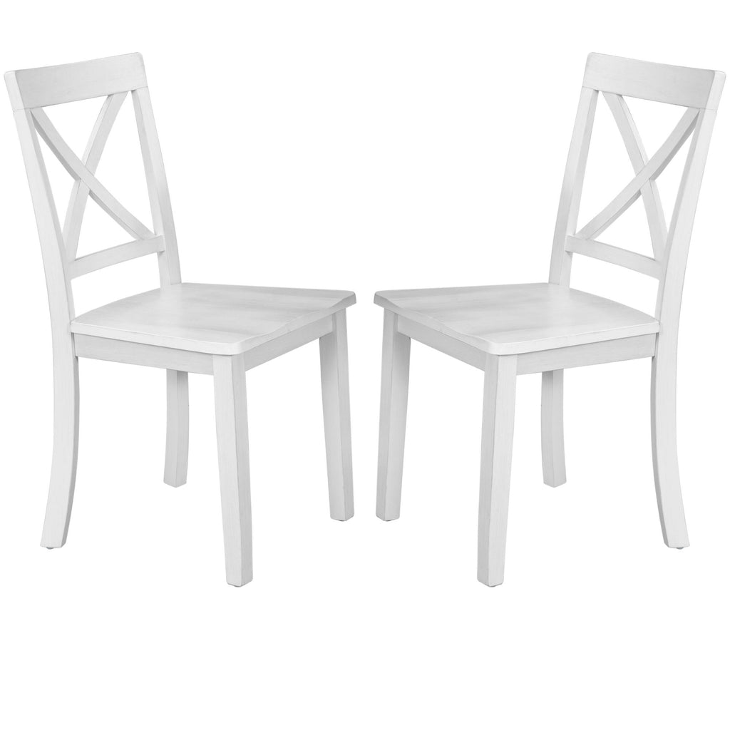 Solid Wood 5 Piece Dining Room Set with Table and 4 Chairs - White or Dark Gray