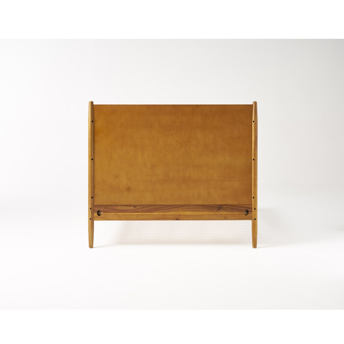 Mid-Century Wood Platform Bed with Heavy-Duty Support - Light Brown