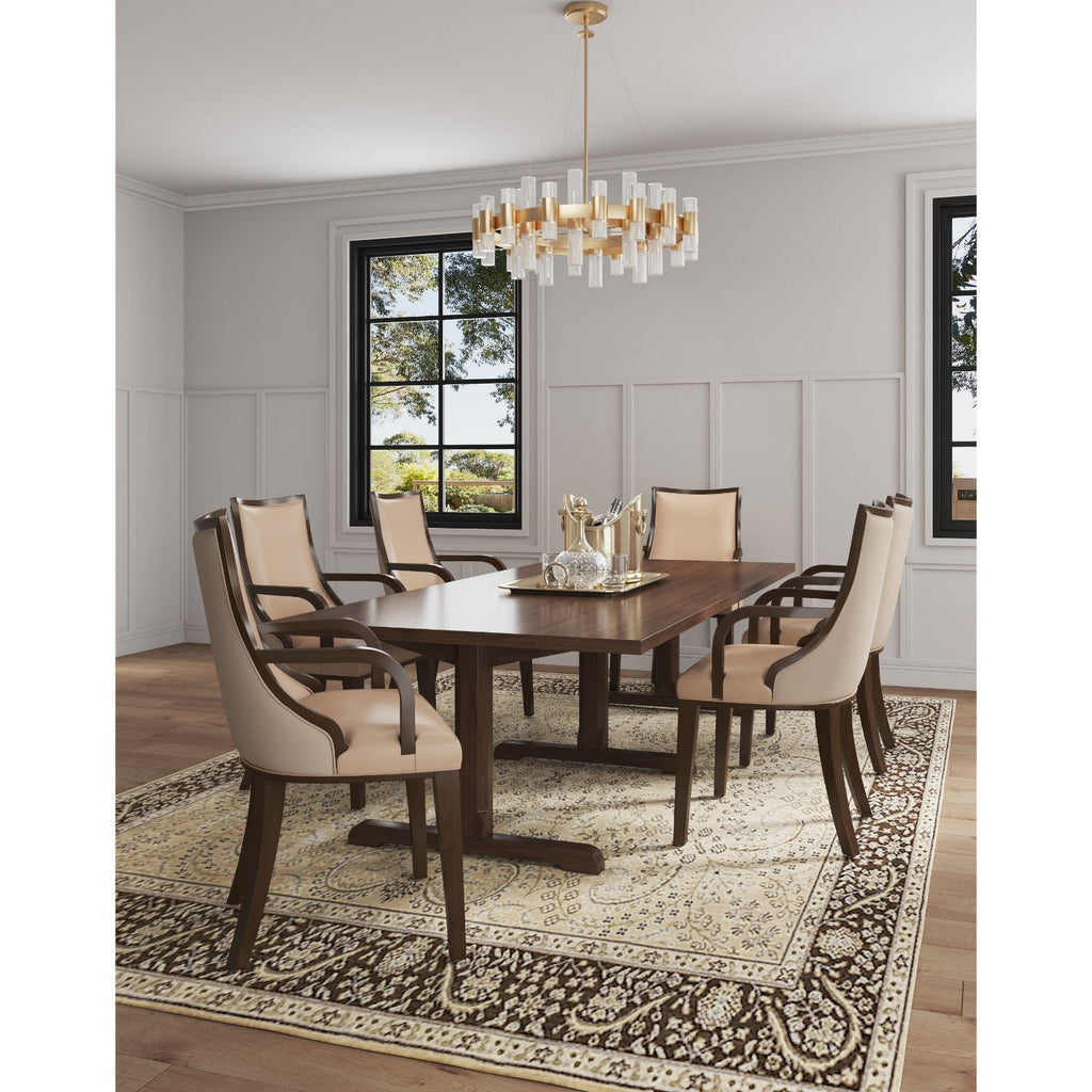 Tan Armchair with Solid Wood Frame and Plush Upholstery