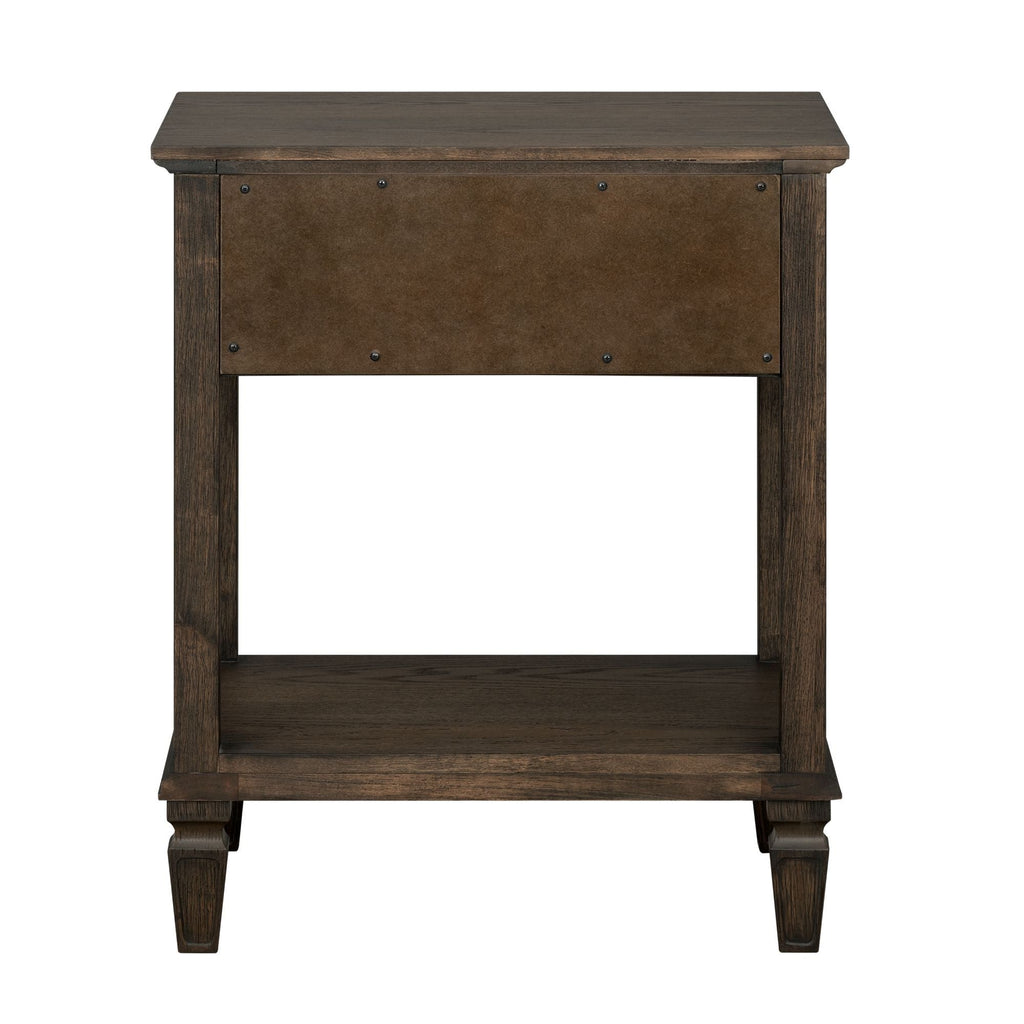 Bedside Table with Drawer and Shelf - Solid Wood Nightstand - Light Brown, Dark Brown, Beige, or Dark Gray