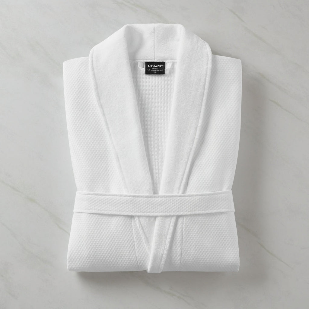 One Size Luxury Bath Robe with Soft Cotton - White