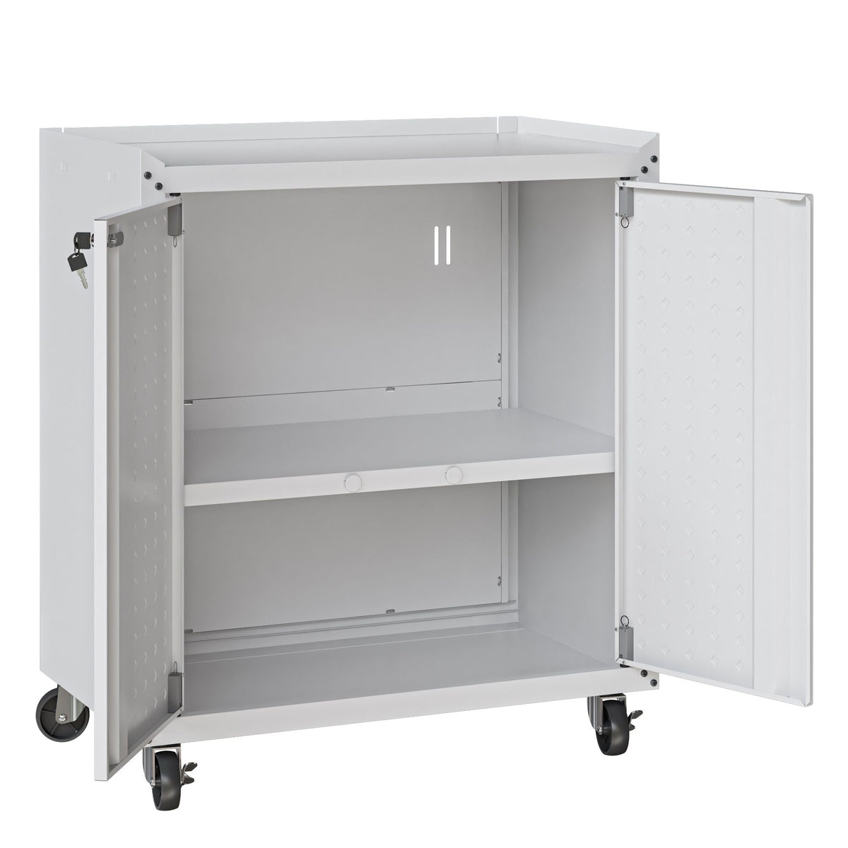 Rolling Garage Cabinet with Lockable Door and Adjustable Shelf - Multiple Colors
