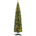 8' Slim Noble Fir Artificial Christmas Tree with Warm LED Lights - Green