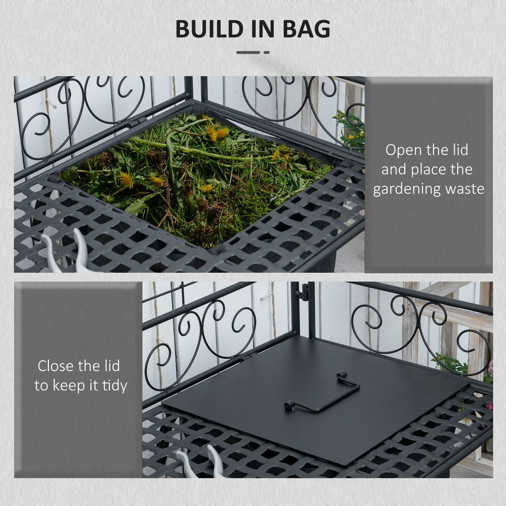 Folding Potting Bench Table with Storage - Metal