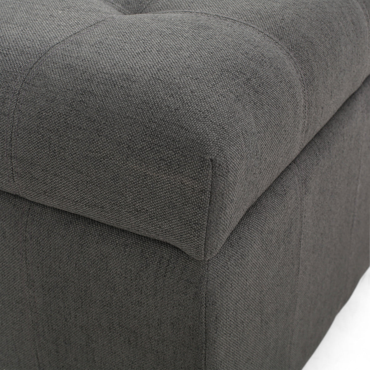 Upholstered Tufted Fabric Storage Ottoman with Hidden Storage - Dark Gray