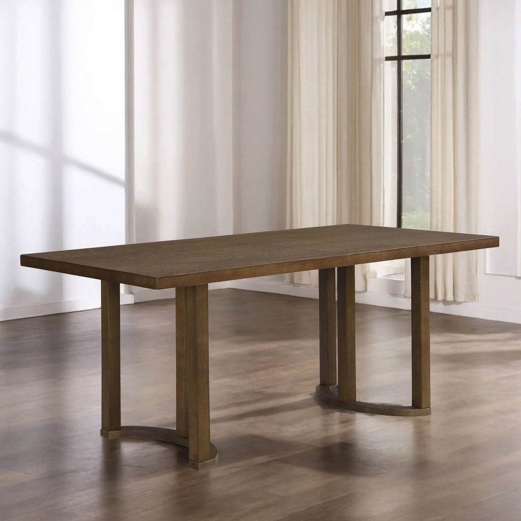 69 Inch Solid Wood Dining Table with U-Shaped Trestle Base - Walnut