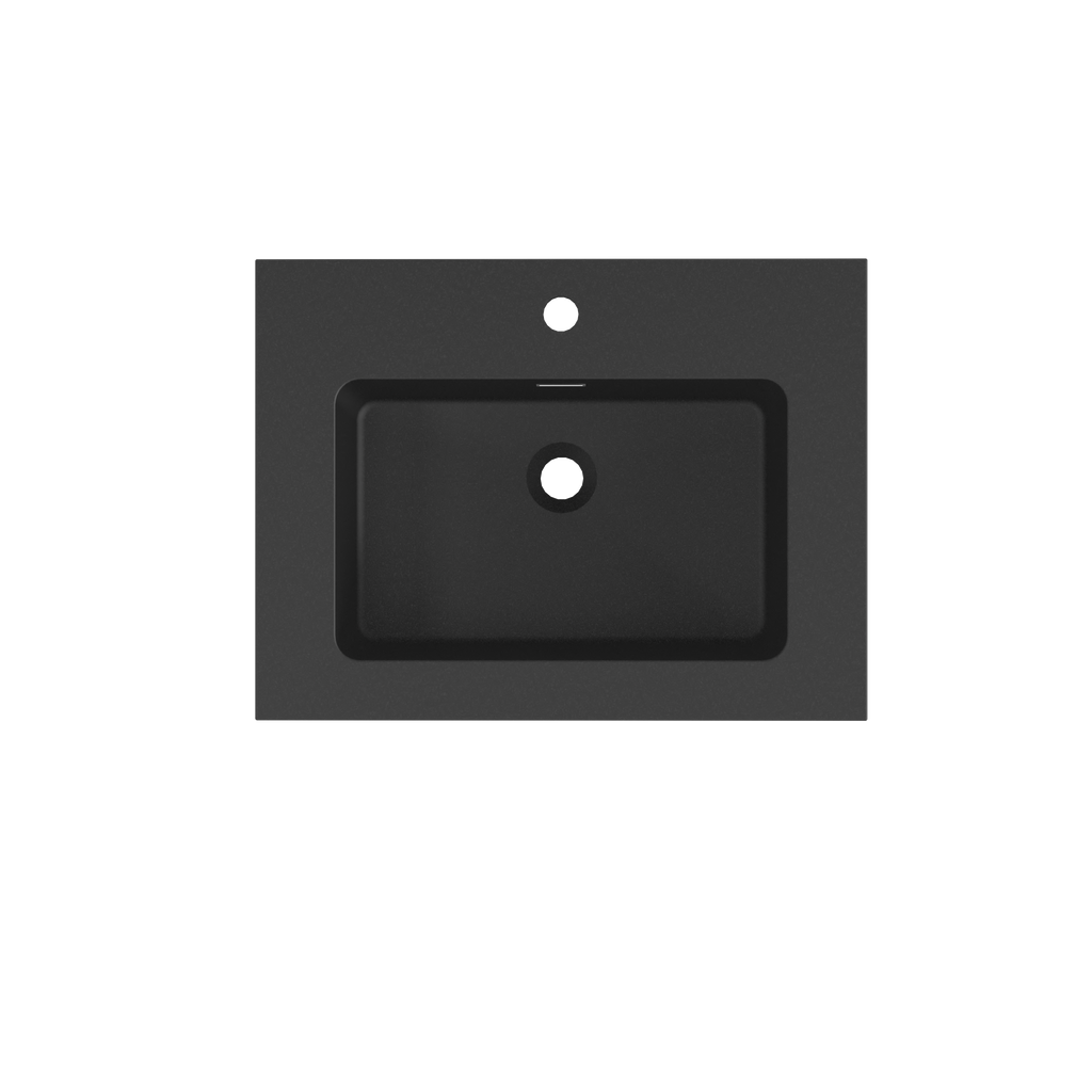 Matte Black Integrated Solid Surface Bathroom Basin with Overflow