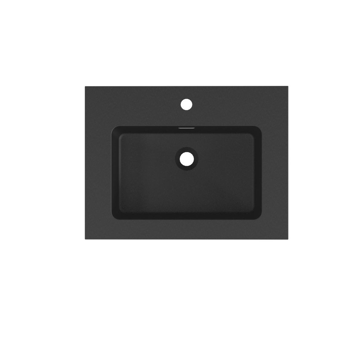 Matte Black Integrated Solid Surface Bathroom Basin with Overflow