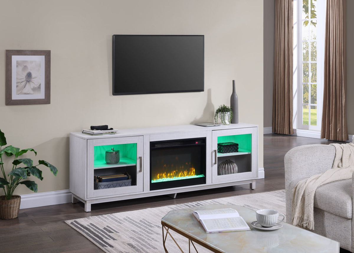 White Walnut Fireplace TV Stand Console with Integrated Heater - 70 Inch