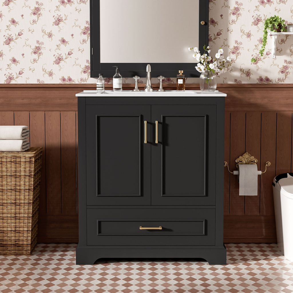Bathroom Vanity with Sink and Soft Close Doors - White, Black, Green, or Gray