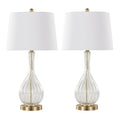 Contemporary Table Lamp Set with Crackle Glass - Gold or Dark Gray