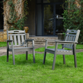 HDPE Outdoor Terrace Dining Chair Set with Ergonomic Design - Gray or Black