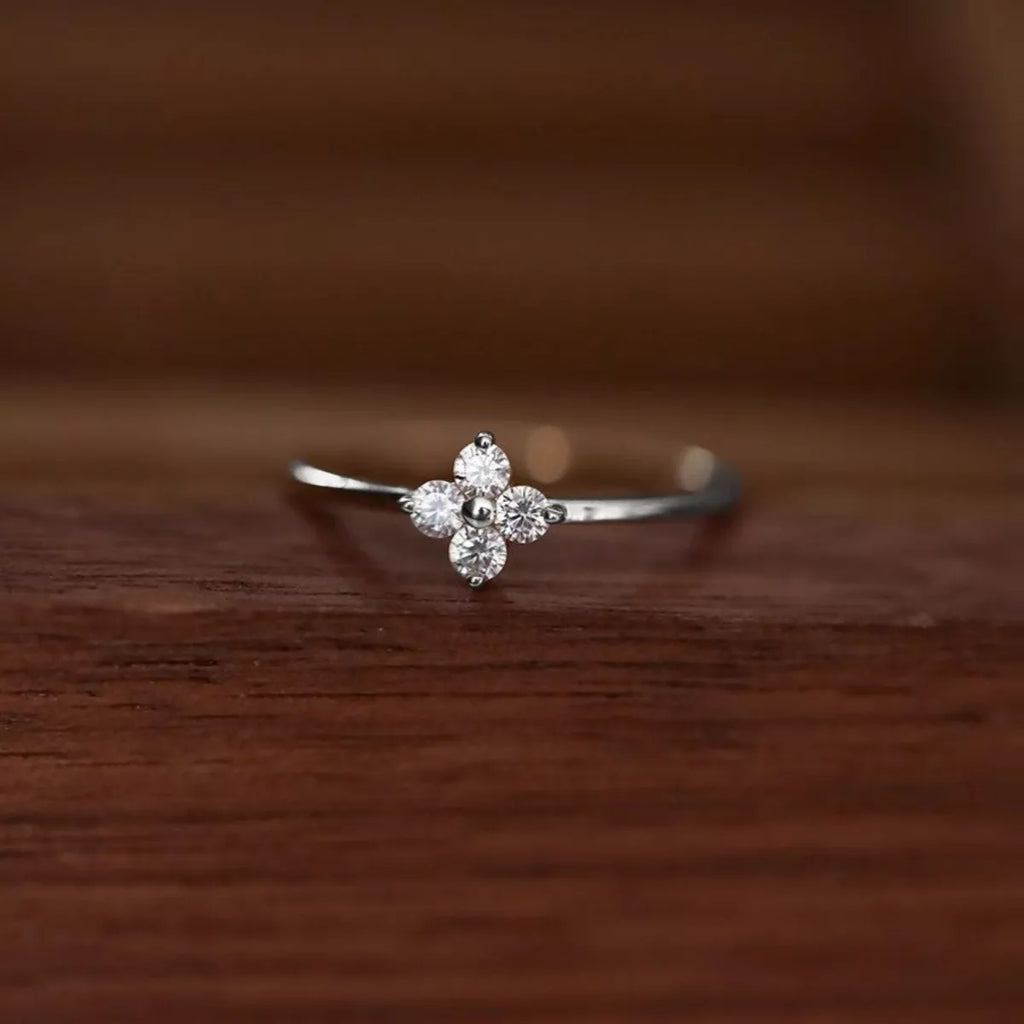925 Sterling Silver Four-Leaf Clover Ring