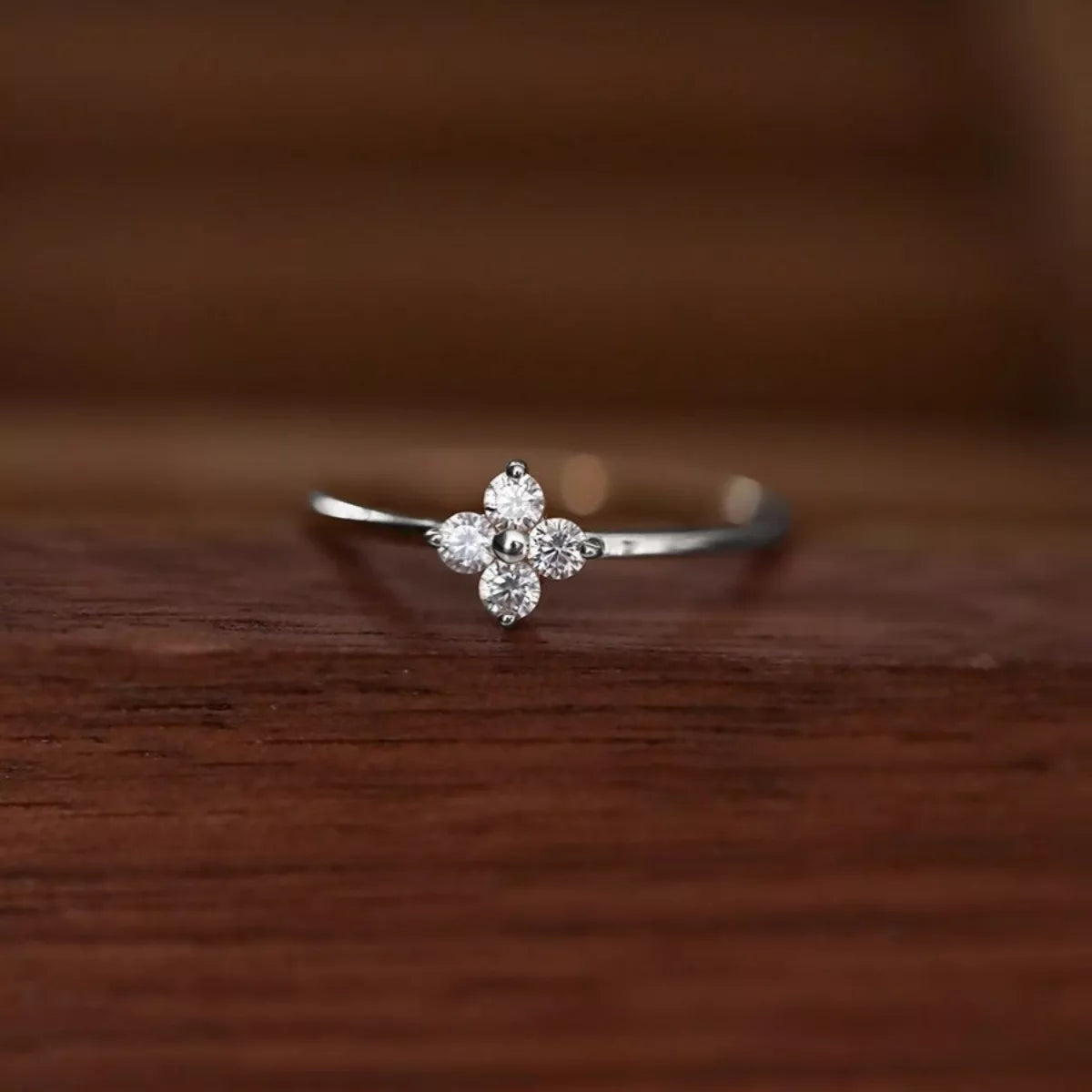 925 Sterling Silver Four-Leaf Clover Ring