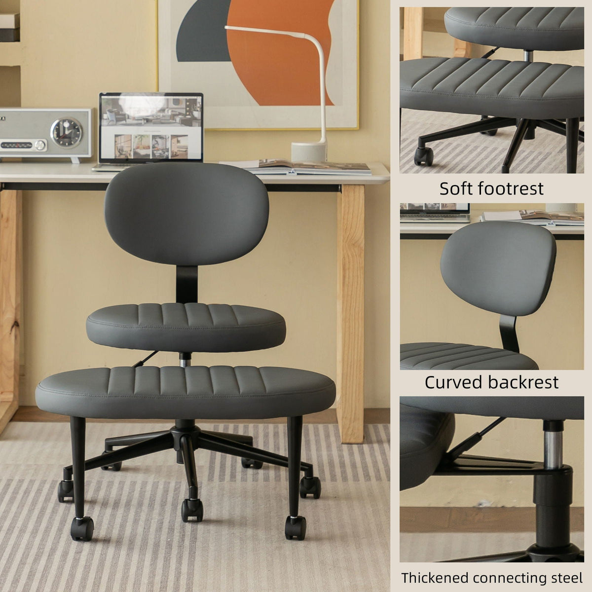 Ergonomic Cross Legged Office Chair with Back Support - Multiple Colors