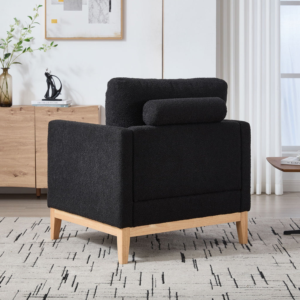 Wide Modern Performance Accent Chair With Natural Legs