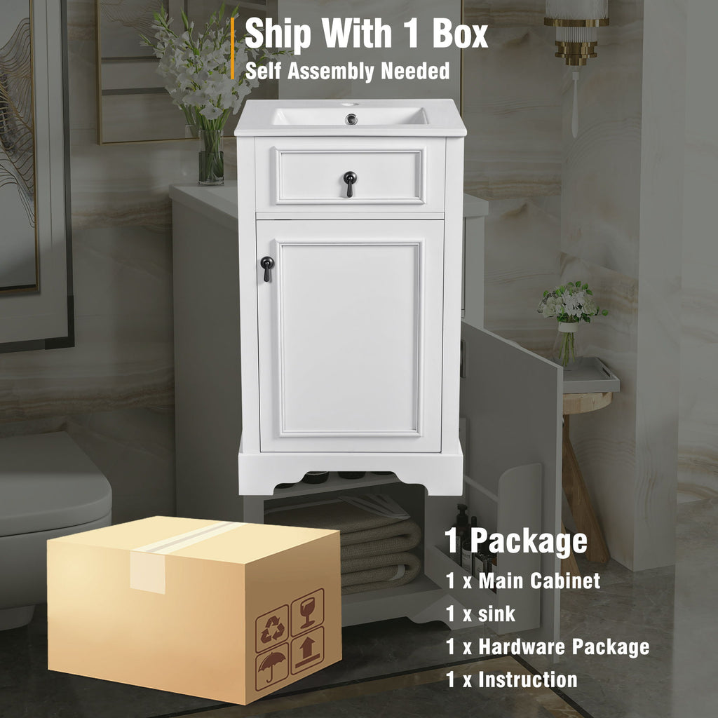 Elegant Bathroom Vanity with Ceramic Sink and Soft-Close Door - Multiple Colors