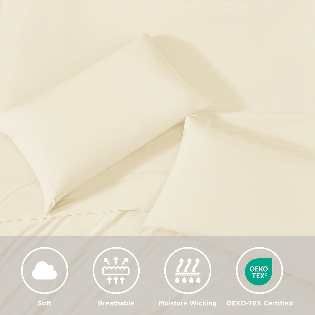 King Cooling 3-Piece Sheet Set with Breathable Nylon Blend - White